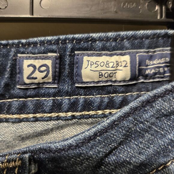 Miss Me Size 29 Bootcut Dark Wash Low Rise Rhinestone Angel Wing Back Pockets - Picture 4 of 6